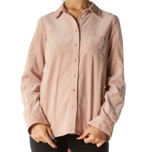 Pink Anthropologie corduroy button up flannel